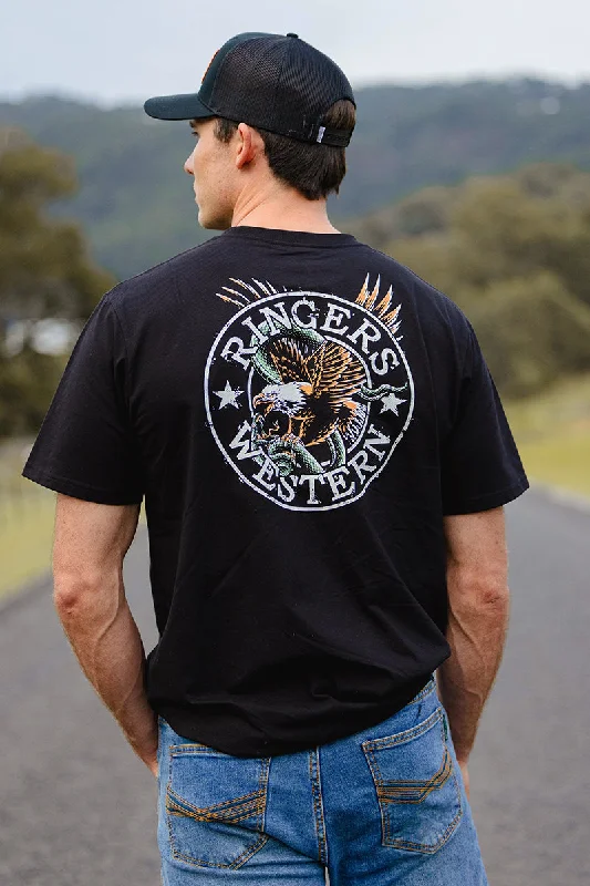 Men's v - neck muscle t - shirts for a body - building aestheticEyrie Mens Loose Fit T-Shirt - Black