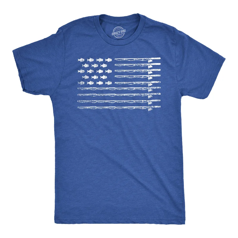 Men's distressed denim - look t - shirts with a rugged appealFishing American Flag Men's T Shirt