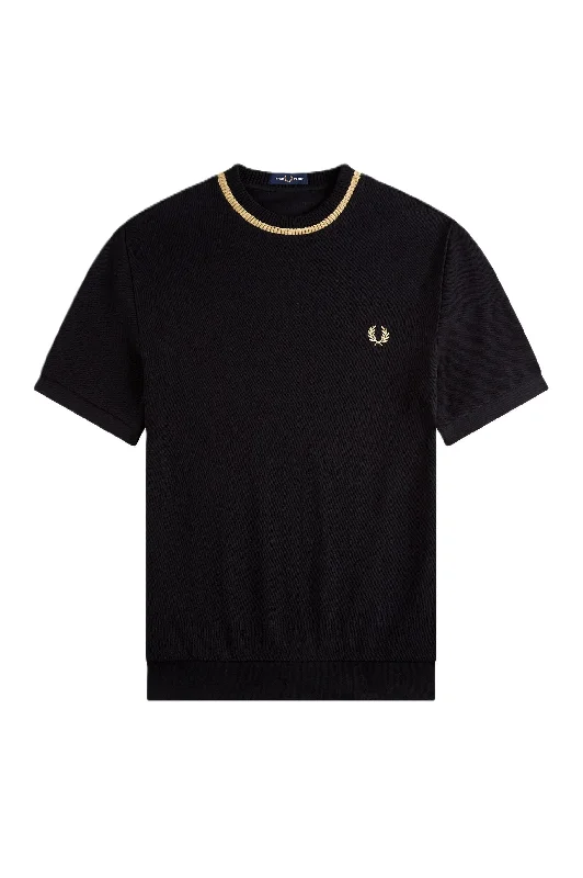 Men's vintage - inspired retro polo shirts with unique patternsFred Perry CN Pique SS Tee Black Men's vintage - inspired retro polo shirts with unique patternsFred Perry CN Pique SS Tee Black