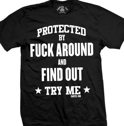 Men's ribbed t - shirts with a textured finish for added styleProtected By - Mens T-Shirt