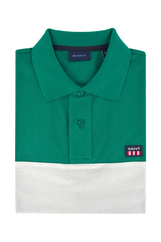 Men's stretchable athletic polo shirts for fitness workoutsGant Blocked SS Pique Polo Lush Green Men's stretchable athletic polo shirts for fitness workoutsGant Blocked SS Pique Polo Lush Green
