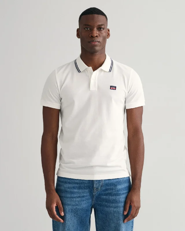 Men's luxury cashmere blend polo shirts in solid colorsGant Contrast Coll. SS Pique Polo Eggshell Men's luxury cashmere blend polo shirts in solid colorsGant Contrast Coll. SS Pique Polo Eggshell