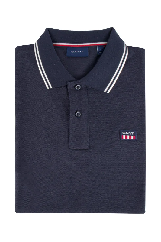 Men's antimicrobial polo shirts for odor - free daily wearGant Contrast Coll. SS Pique Polo Evening Blue Men's antimicrobial polo shirts for odor - free daily wearGant Contrast Coll. SS Pique Polo Evening Blue