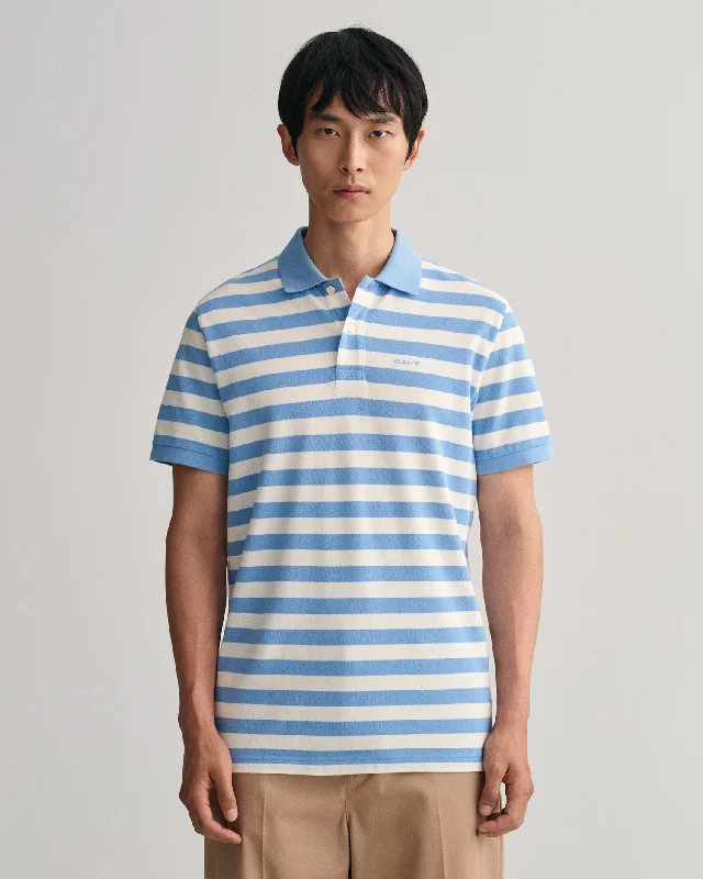 Men's plus size golf polo shirts in moisture wicking fabricGant Multi Stripe SS Pique Polo Gentle Blue Men's plus size golf polo shirts in moisture wicking fabricGant Multi Stripe SS Pique Polo Gentle Blue
