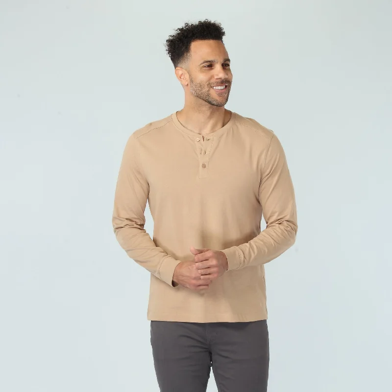 Men's color - block polo shirts with a bold fashion statementGilded Beige Henley
