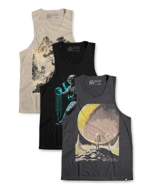 organic cotton men's tank topsCustom 3 Pack Graphic Tank