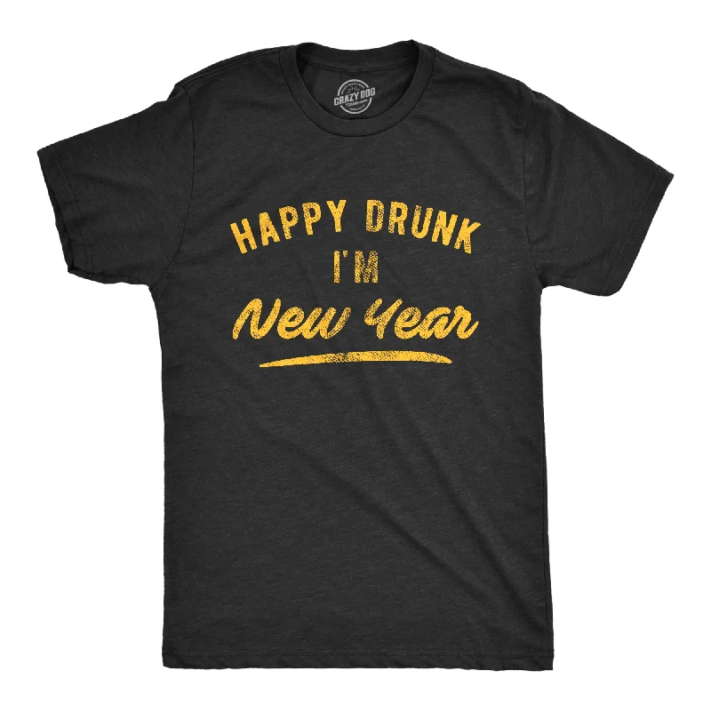 Men's plus - size pocket t - shirts with a classic lookHappy Drunk I'm New Year Men's T Shirt