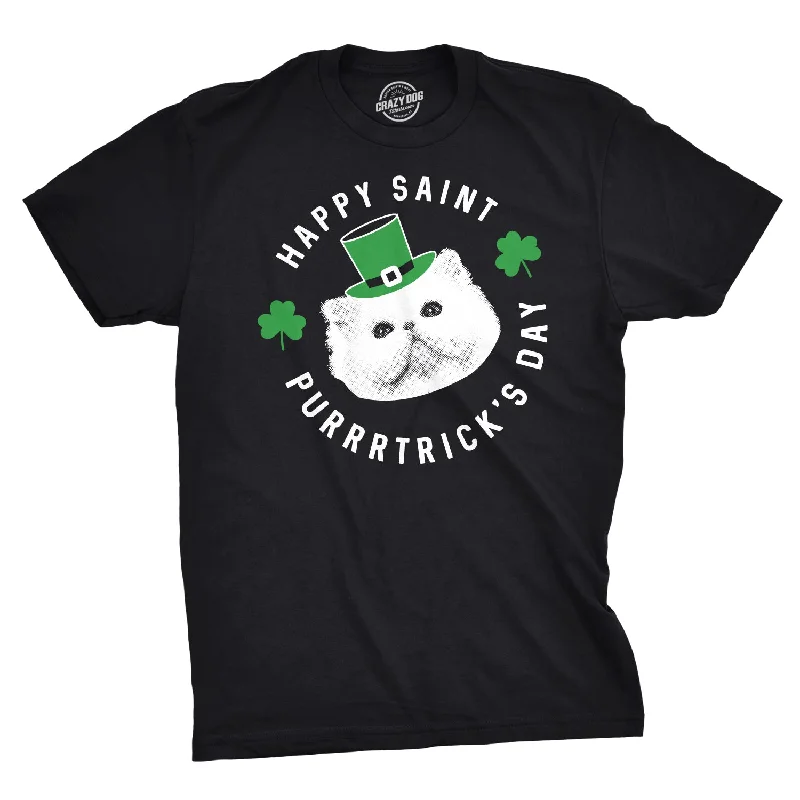 Men's smart - casual checkered t - shirts for semi - formal occasionsHappy St. Purrtrick's Day Men's T Shirt