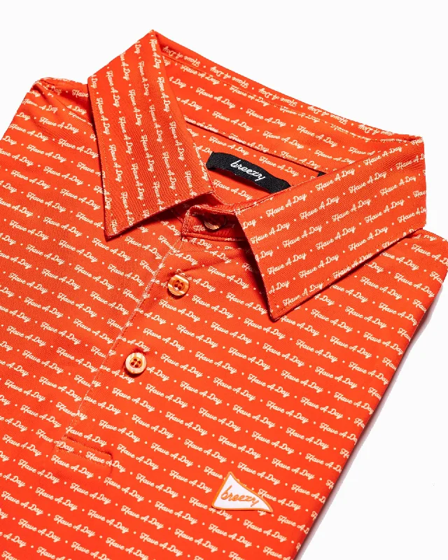 Men's antimicrobial polo shirts for odor - free daily wearHave A Day Burnt Orange & White Polo Men's antimicrobial polo shirts for odor - free daily wearHave A Day Burnt Orange & White Polo