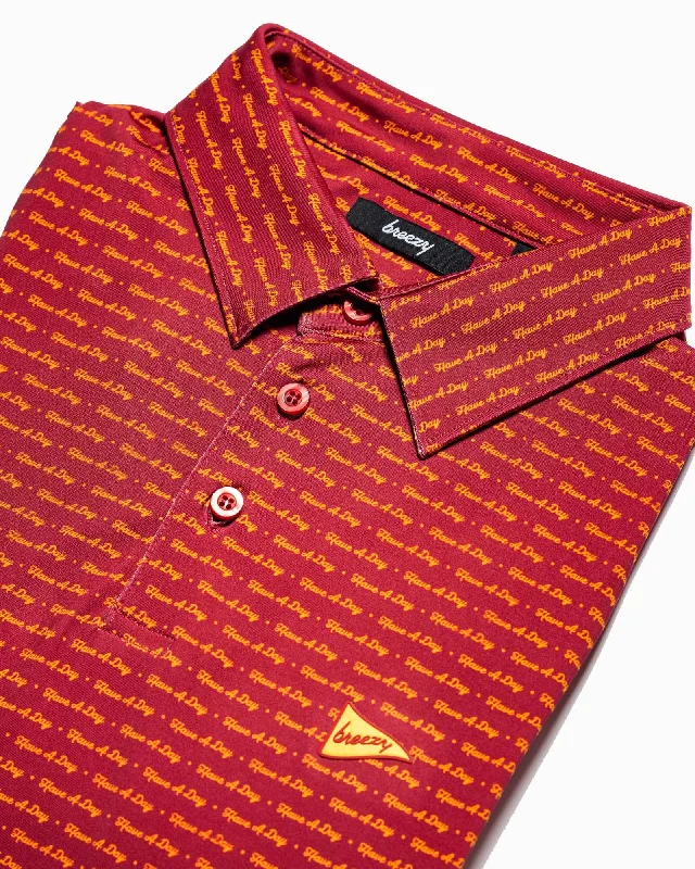 Men's vintage - inspired retro polo shirts with unique patternsHave A Day Cardinal & Gold Polo Men's vintage - inspired retro polo shirts with unique patternsHave A Day Cardinal & Gold Polo