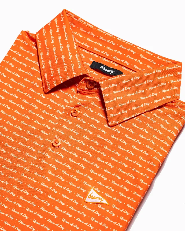 Men's vintage - inspired retro polo shirts with unique patternsHave A Day Light Orange & White Polo Men's vintage - inspired retro polo shirts with unique patternsHave A Day Light Orange & White Polo