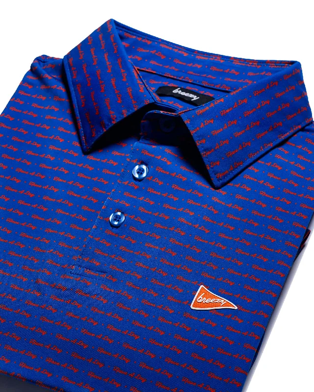 Men's button - down spread collar polo shirts for business casualHave A Day Royal Blue & Orange Polo Men's button - down spread collar polo shirts for business casualHave A Day Royal Blue & Orange Polo