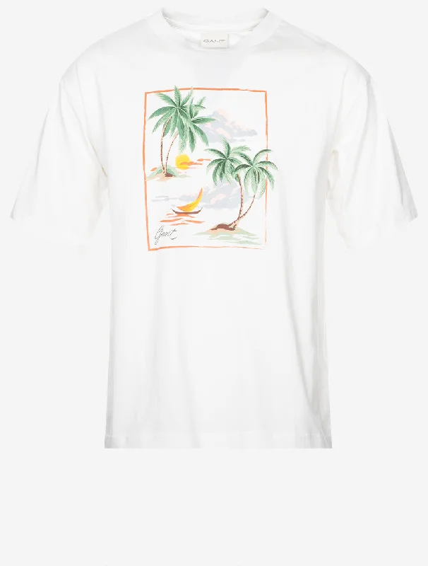 Men's antimicrobial t - shirts for odor - free freshness during travelHawaii Printed Graphic Short Sleeve Shirt Eggshell