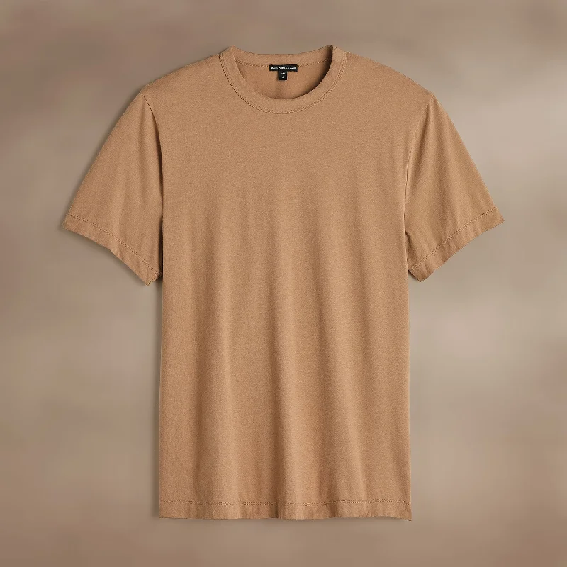 Men's v - neck muscle t - shirts for a body - building aestheticHeavy Luxe Jersey Crew - Camel