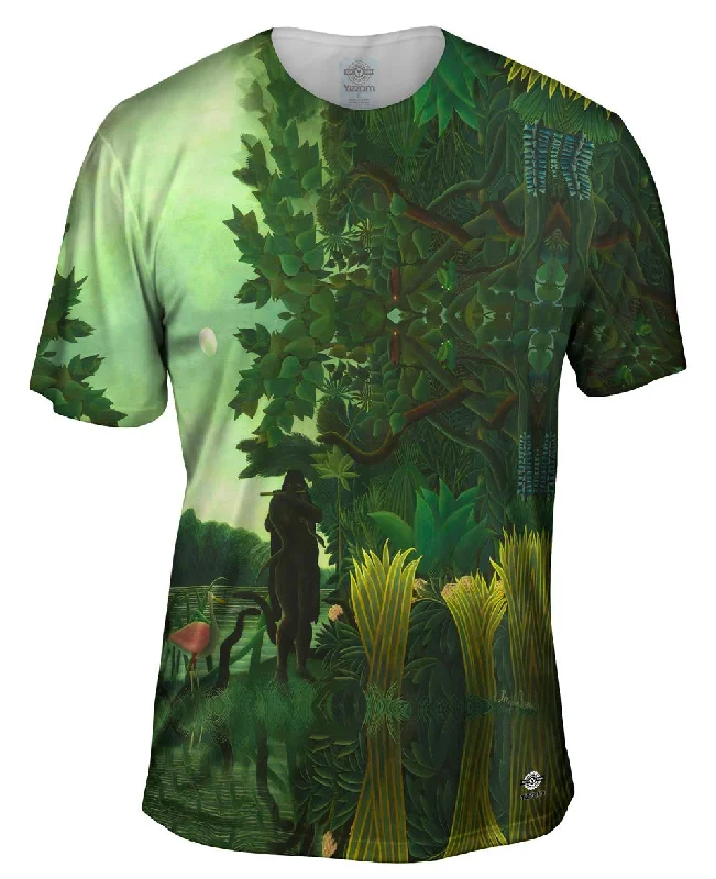 Men's ribbed t - shirts with a textured finish for added styleHenri Rousseau - "The Snake Charmer" (1907)