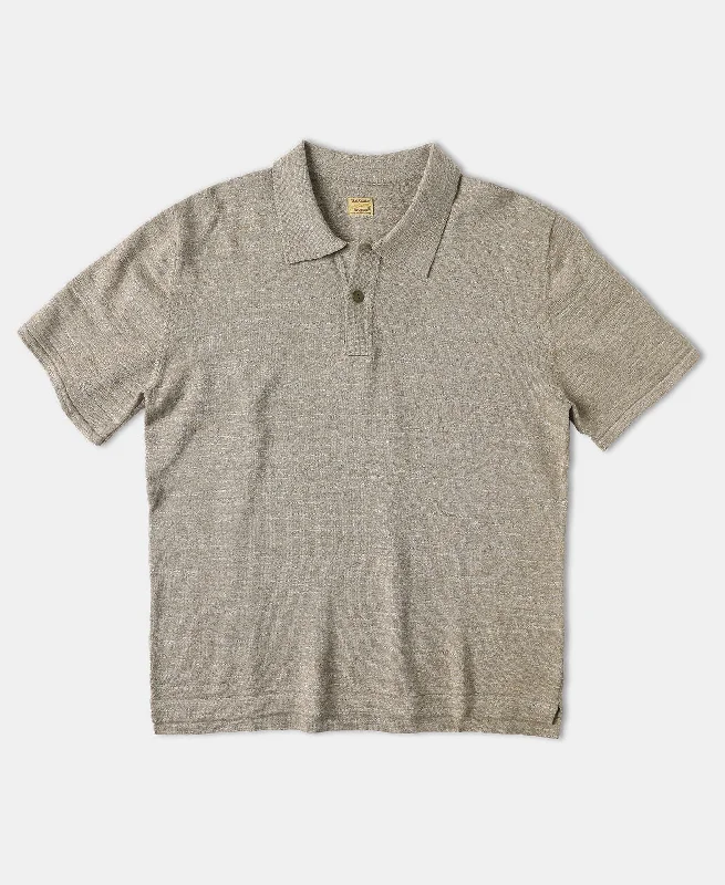 Men's lightweight performance polo shirts for tennis matchesHigh-low Hem Slub Cotton Polo Shirt - Beige Gray