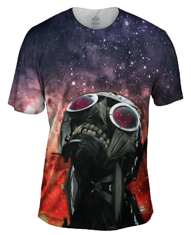Men's short - sleeve linen t - shirts for summer beach outingsHumanity Wont Compute Space Galaxy