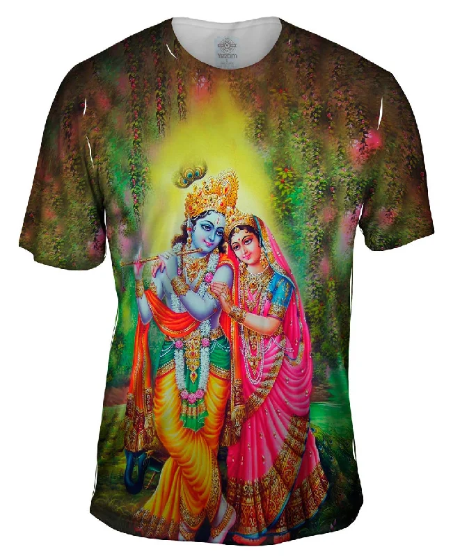 Men's distressed denim - look t - shirts with a rugged appealIndia - "Lover of Krishna"
