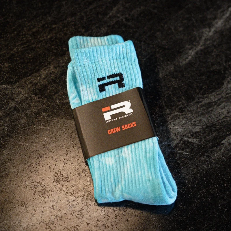 men's tank tops with thumb holesIR Logo Crew Socks (Teal Tie-Dye)