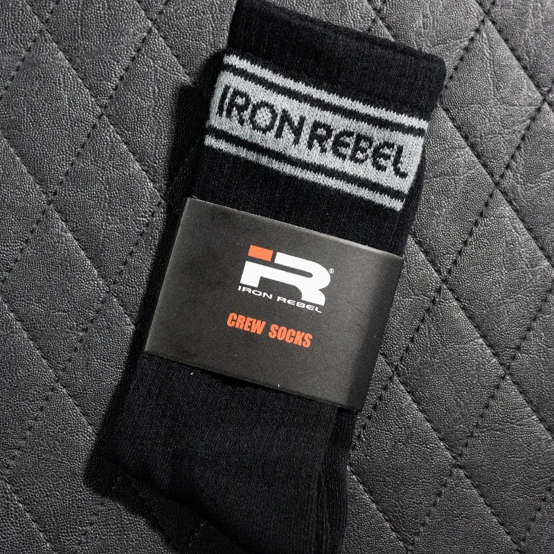 odor-resistant men's tank topsIron Rebel Stripe Crew Socks (Black)