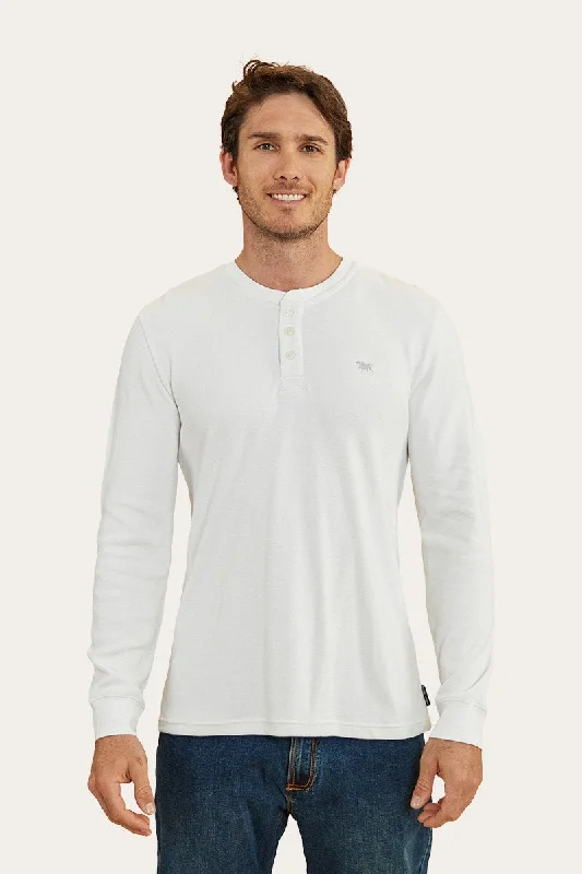 Men's smart - casual checkered t - shirts for semi - formal occasionsKeith Mens Henley Long Sleeve T-Shirt - White Men's smart - casual checkered t - shirts for semi - formal occasionsKeith Mens Henley Long Sleeve T-Shirt - White
