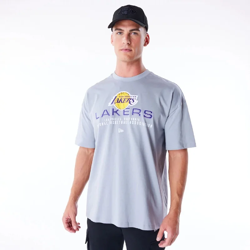 Men's ribbed t - shirts with a textured finish for added styleLA Lakers NBA Tech Grey Oversized T-Shirt