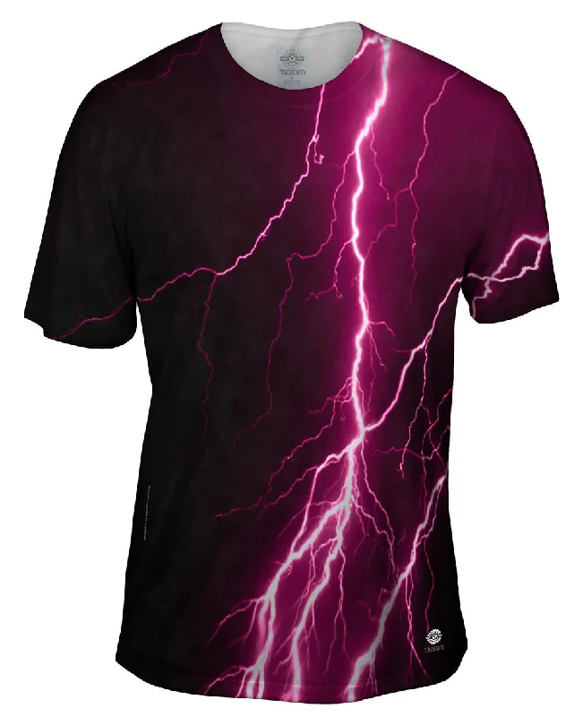 Men's UV - protection t - shirts for outdoor activities in the sunLightning Storm Maroon Black