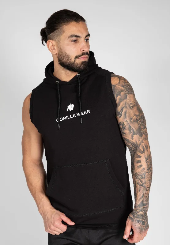men's oversized tank topsLincoln Sleeveless Hoodie - Black