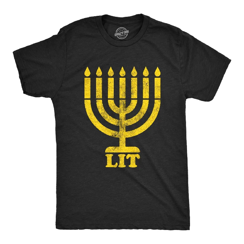 Men's UV - protection t - shirts for outdoor activities in the sunLit Menorah Men's T Shirt