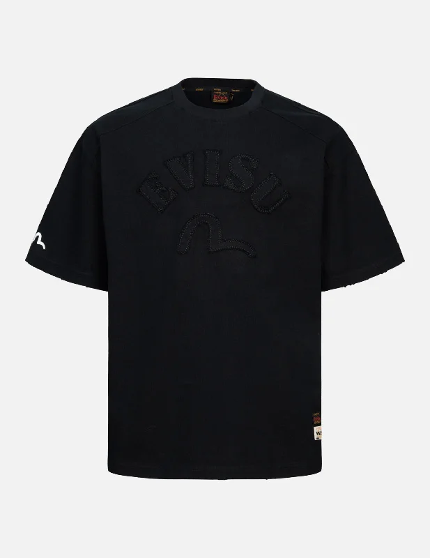 Men's lightweight performance t - shirts for running marathonsLogo and Seagull Appliqué Loose Fit T-shirt