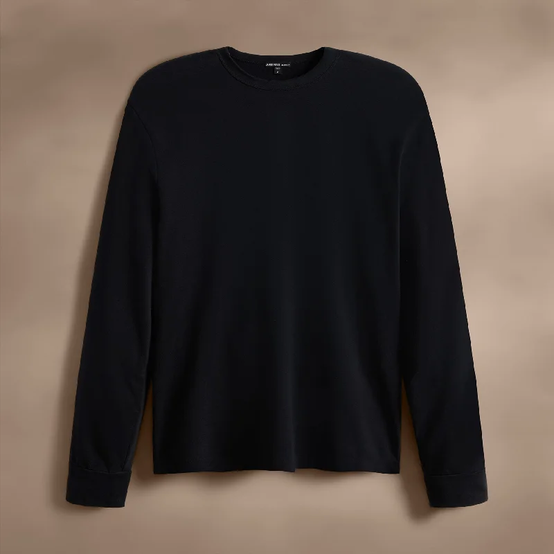 Men's thermal t - shirts with a high - neck design for cold weatherHeavy Luxe Jersey Long Sleeve - Black