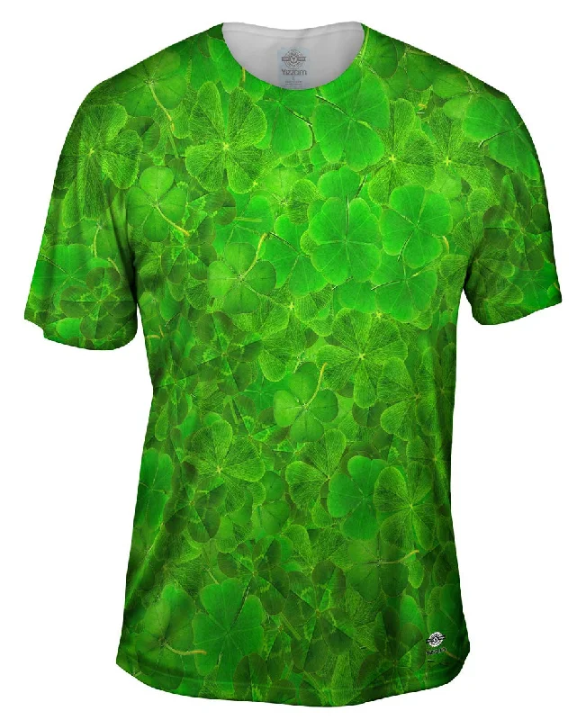 Men's printed Hawaiian t - shirts for tropical vacationsLuck Of The Irish Four Leaf Clover