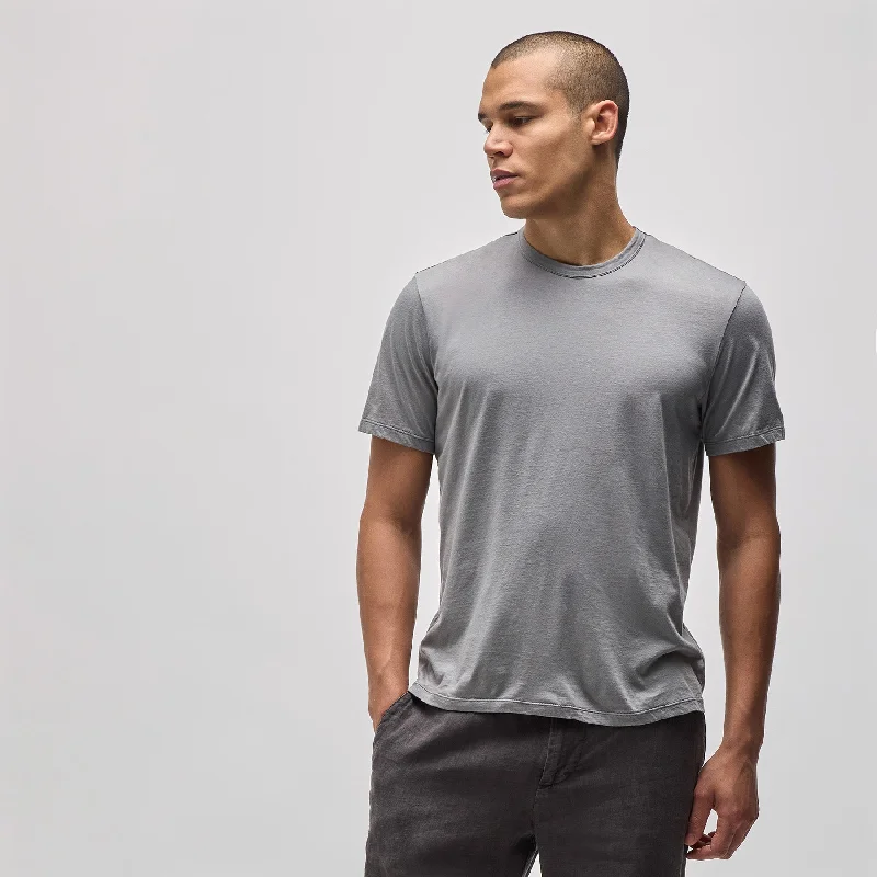 Men's eco - friendly recycled t - shirts for sustainable fashion choicesLuxe Lotus Jersey Tee - Silver Grey