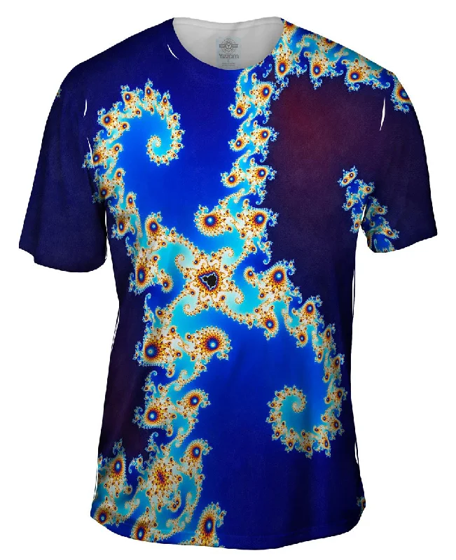 Men's tie - dye t - shirts with a bohemian styleMandel Fractal Double Hook
