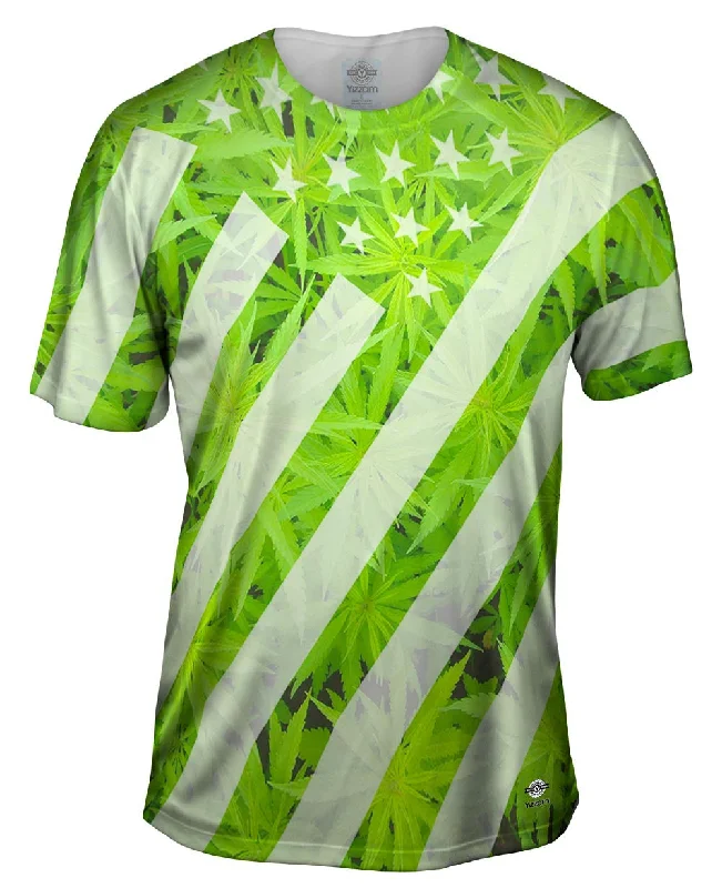 Men's organic cotton crew - neck t - shirts for everyday comfortMarijuana Flag Usa