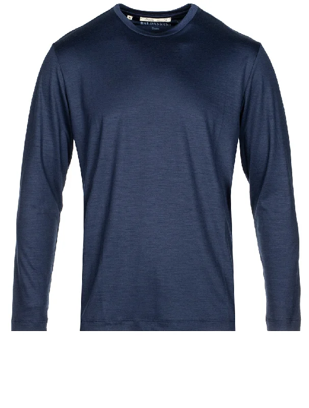 Men's button - front t - shirts with a unique artistic printReda Active Longsleeve T-Shirt Navy