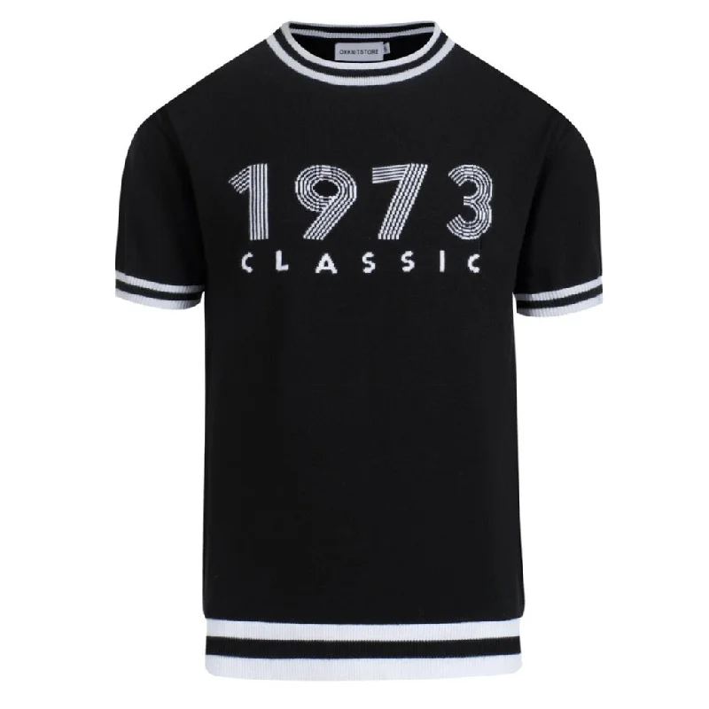 Men's UV - protection t - shirts for outdoor activities in the sunMen's black vintage 1973 knit T-shirt