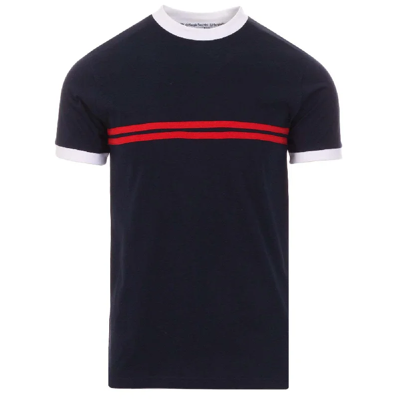 Men's distressed denim - look t - shirts with a rugged appealMen's Black Vintage Double Red Striped Cotton T-Shirt Men's distressed denim - look t - shirts with a rugged appealMen's Black Vintage Double Red Striped Cotton T-Shirt
