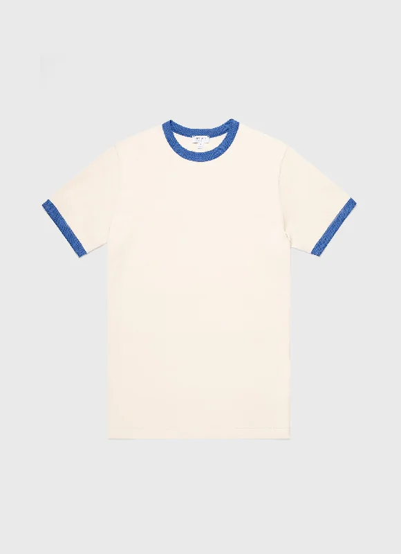 Men's long - sleeve henley t - shirts with button - down placketsMen's Classic Ringer T-shirt in French Blue