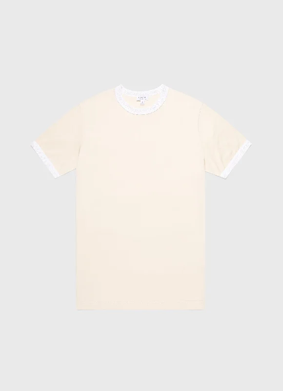 Men's button - front t - shirts with a unique artistic printMen's Classic Ringer T-shirt in White
