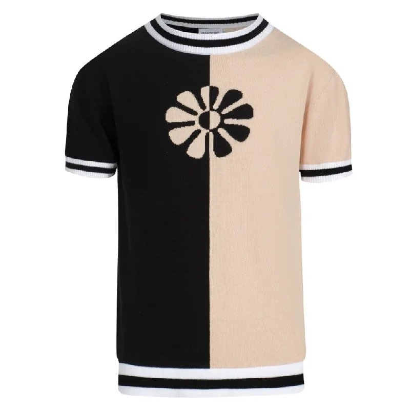 Men's tie - dye t - shirts with a bohemian styleMen's color-matched crew-neck knitted T-shirt