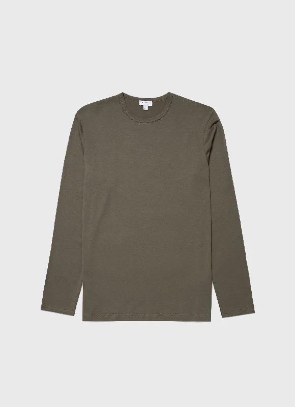 Men's eco - friendly recycled t - shirts for sustainable fashion choicesMen's Long Sleeve Classic T-shirt in Khaki