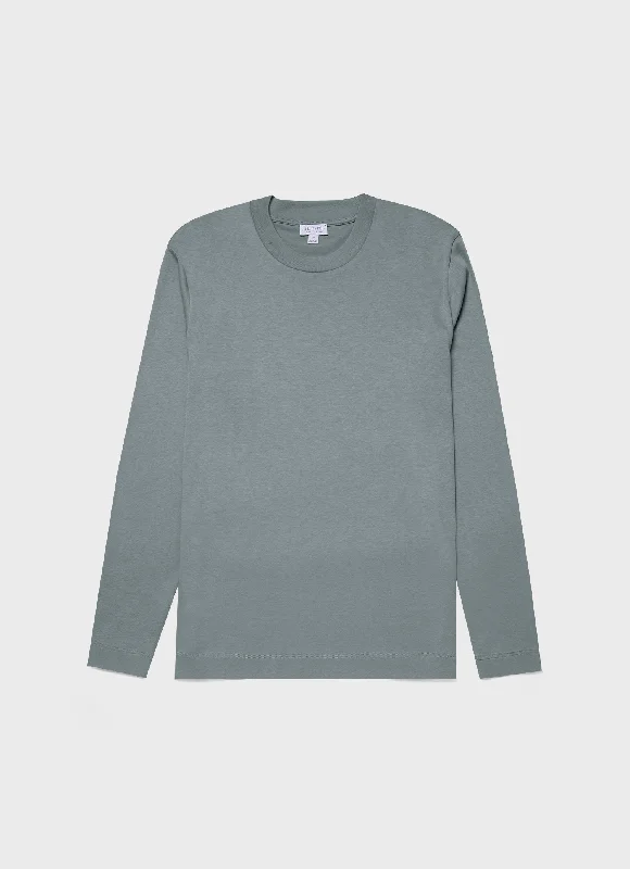 Men's polo t - shirts with a contrast collar for a preppy lookMen's Long Sleeve Heavyweight T-shirt in Smoke Green