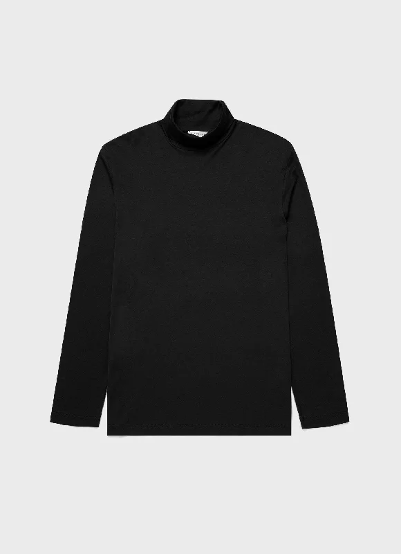 Men's mock - neck t - shirts with a modern and sleek styleMen's Long Sleeve Roll Neck in Black