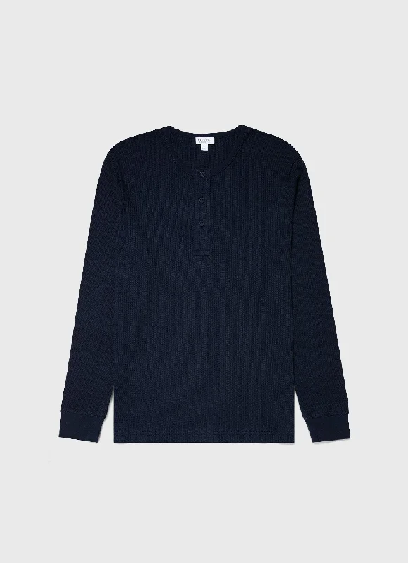 Men's lightweight performance t - shirts for running marathonsMen's Long Sleeve Waffle Henley in Navy