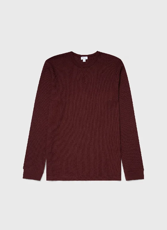 Men's printed Hawaiian t - shirts for tropical vacationsMen's Long Sleeve Waffle T-shirt in Maroon