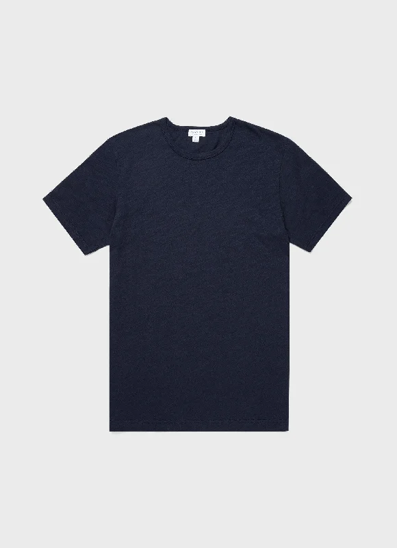 Men's eco - friendly recycled t - shirts for sustainable fashion choicesMen's Cotton Linen T-shirt in Navy