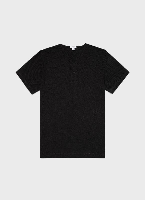 Men's eco - friendly recycled t - shirts for sustainable fashion choicesMen's Riviera Henley in Black