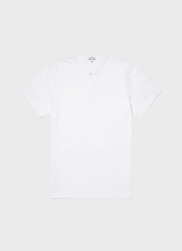 Men's mock - neck t - shirts with a modern and sleek styleMen's Riviera Henley in White