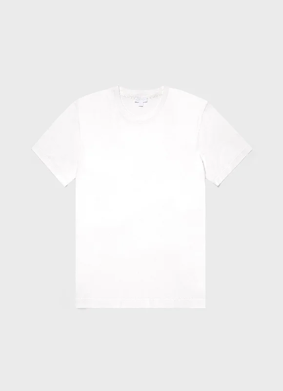 Men's mock - neck t - shirts with a modern and sleek styleMen's Silk Cotton T-shirt in White